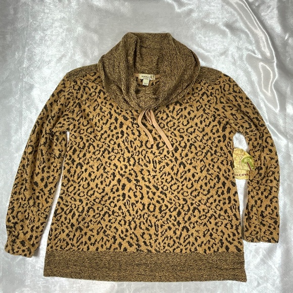 One World Leopard Print Cowl Neck Sweater Small NWT Cozy Chic Fall Tunic - Picture 5 of 12